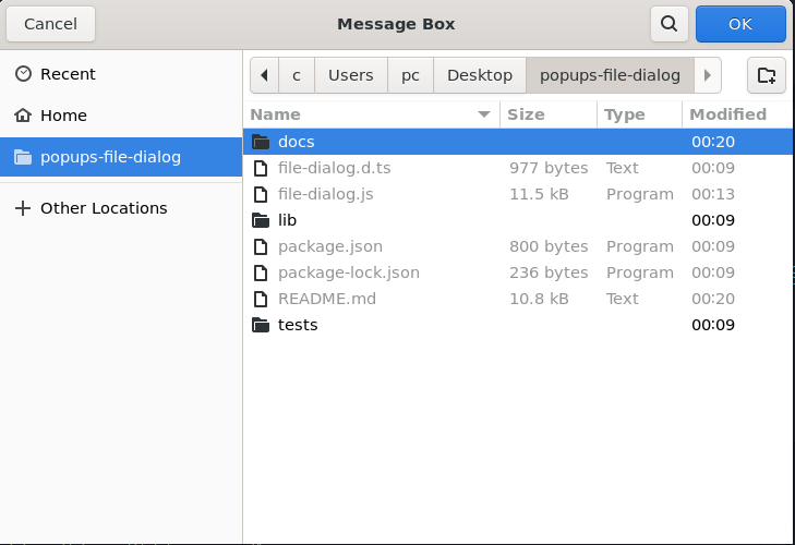 select folder linux
